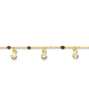 Vergoldetes Silber-Armband mit weißen Zirkonia-Steinen miaGemo