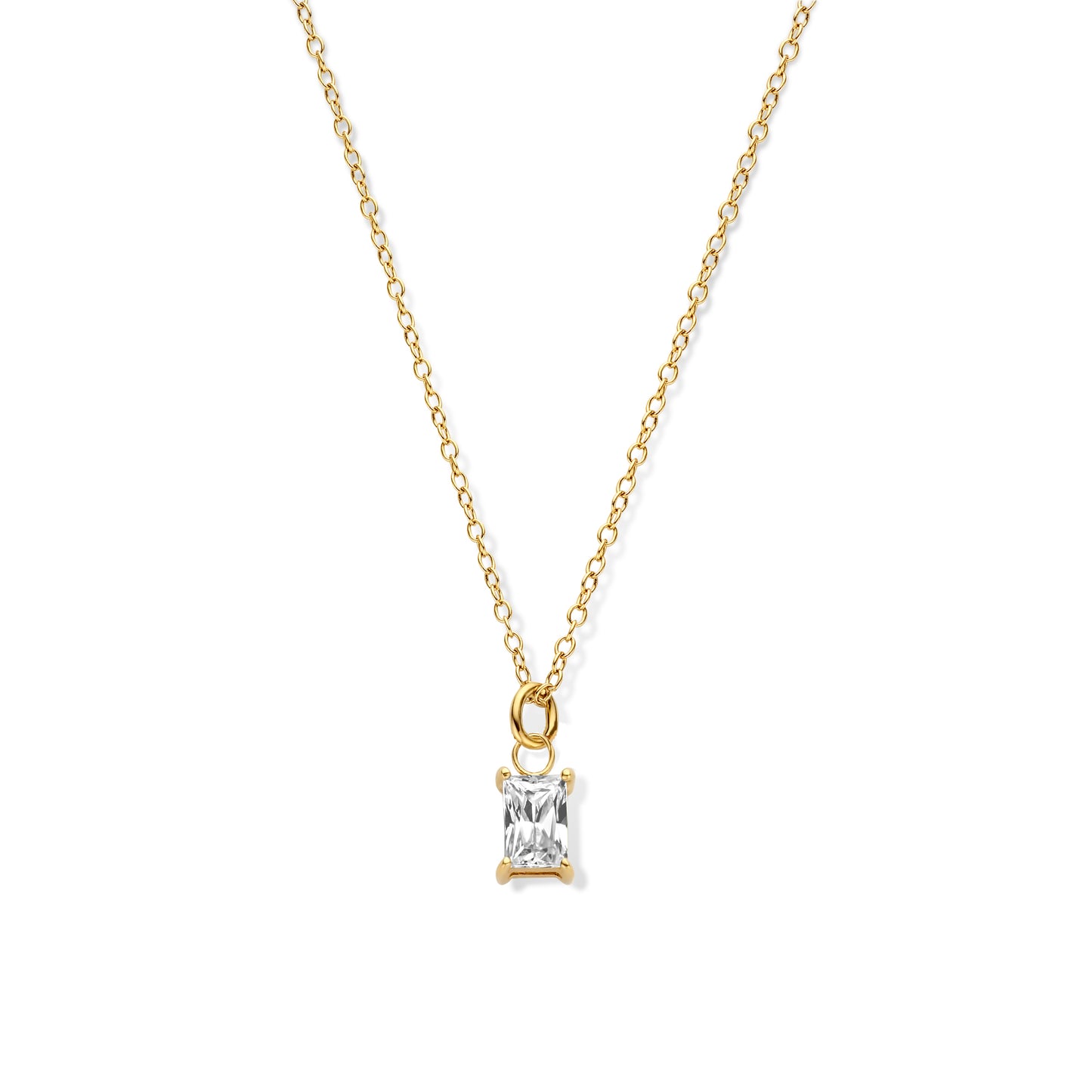 Silber-Halskette mit weißem Zirkonia, vergoldet miaGemo