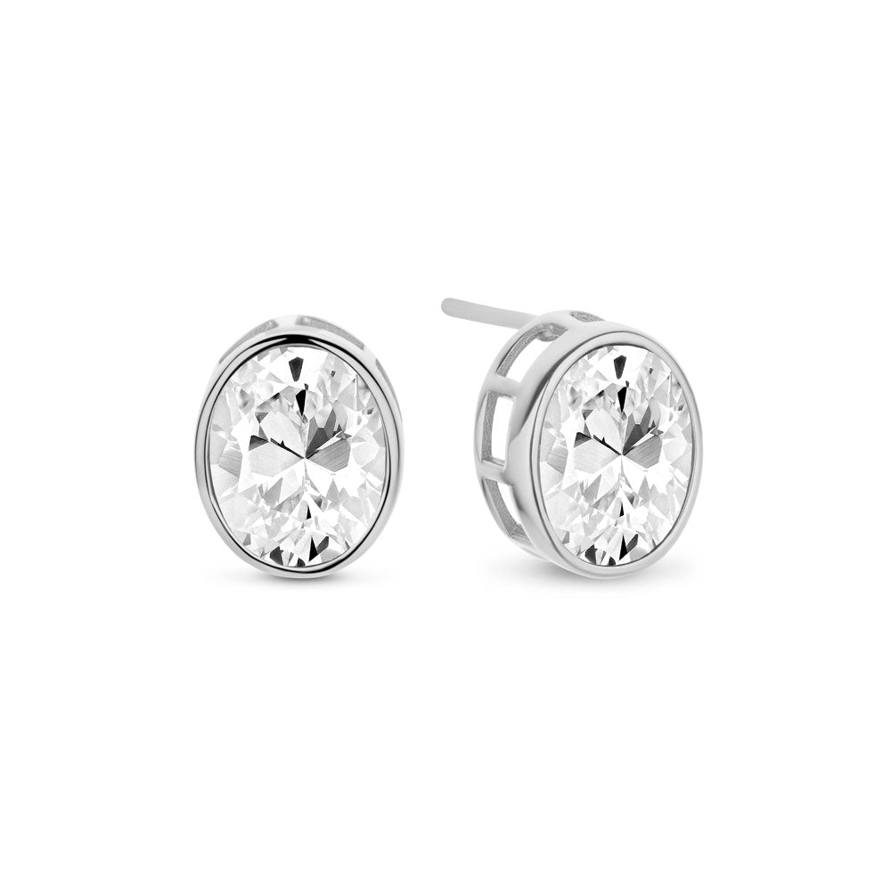 Silber-Ohrringe mit weißem Zirkonia, rhodiniert miaGemo