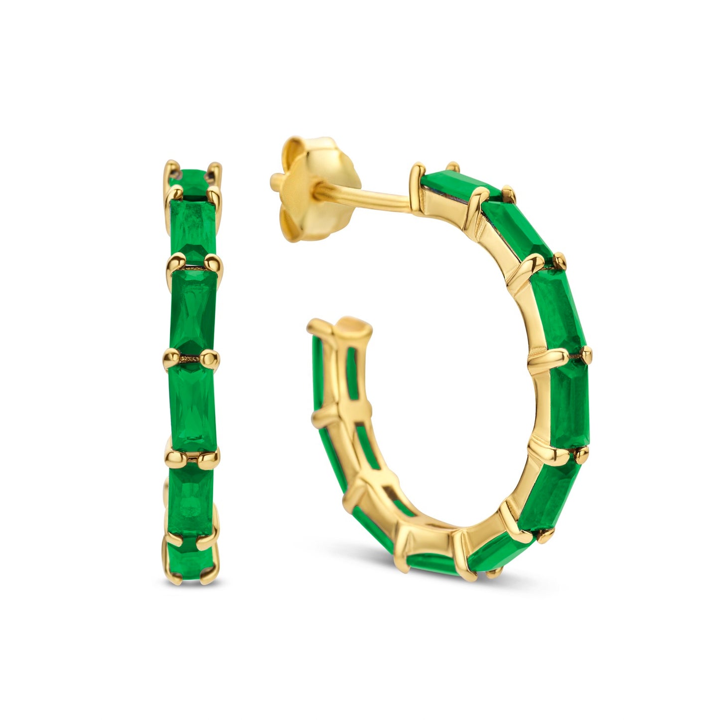 Silber-Ohrringe mit  grünen Steinen - vergoldet miaGemo