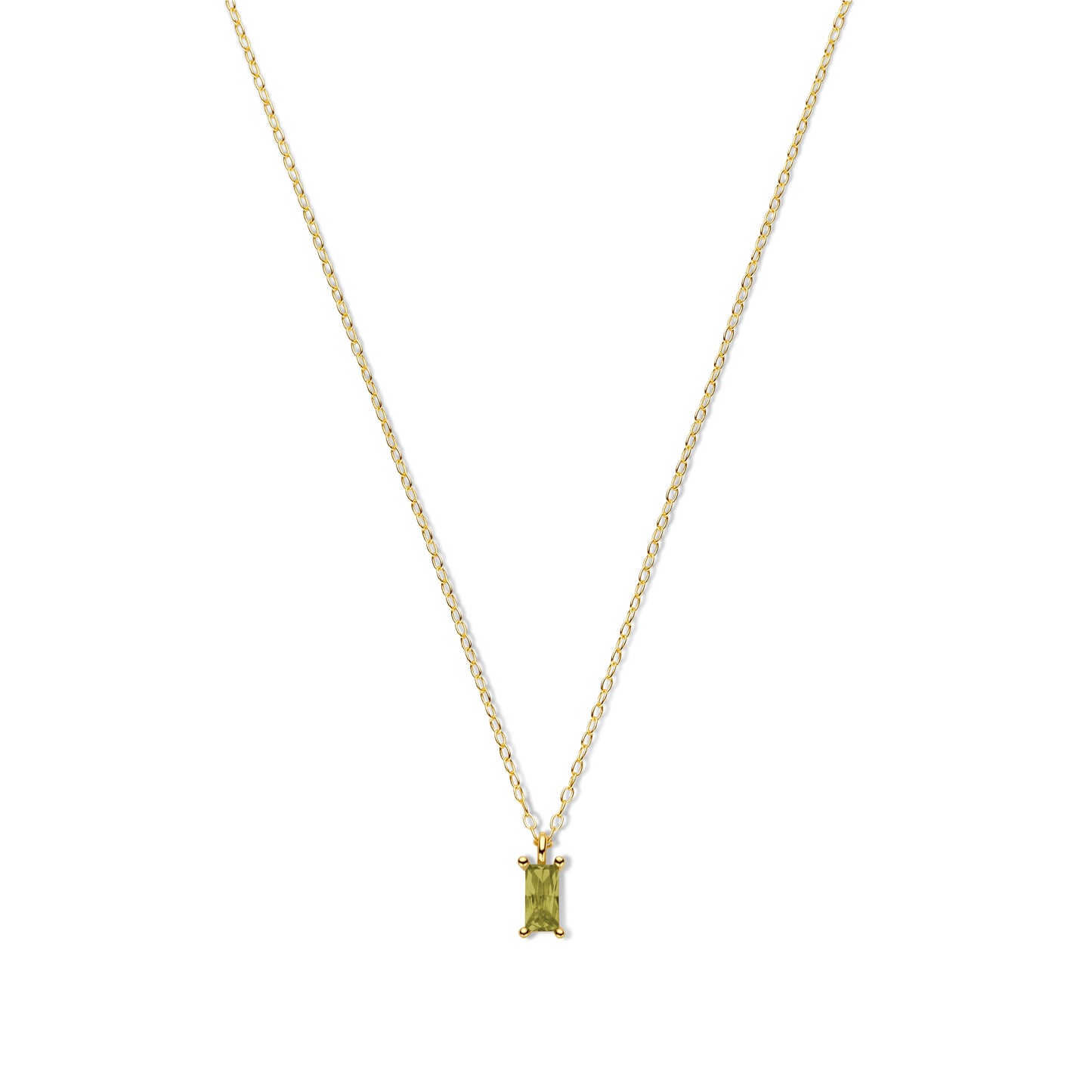 Silber-Halskette mit olivgrünem Zirkonia - vergoldet miaGemo