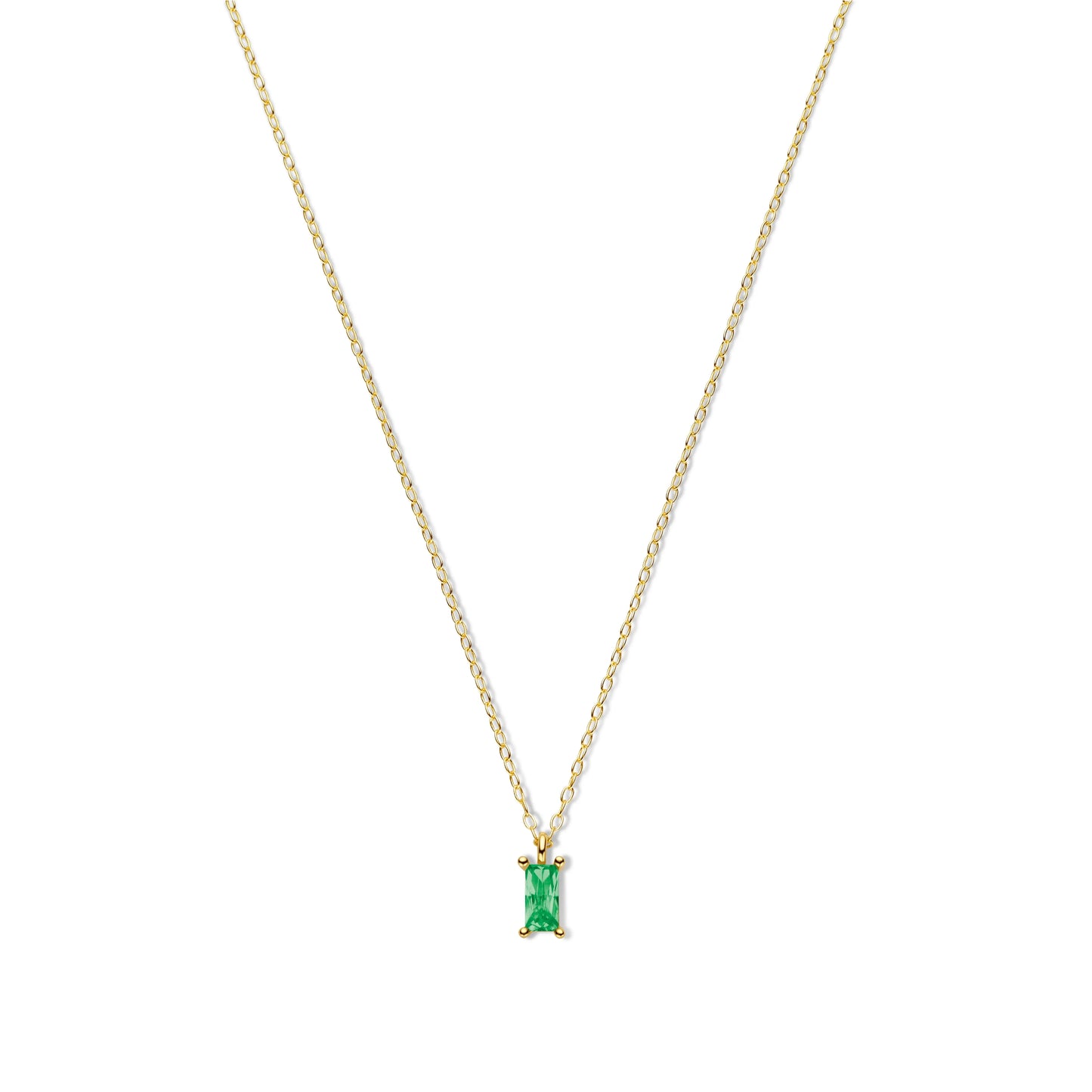 Silber-Halskette mit smaragdgrünem Zirkonia - vergoldet miaGemo