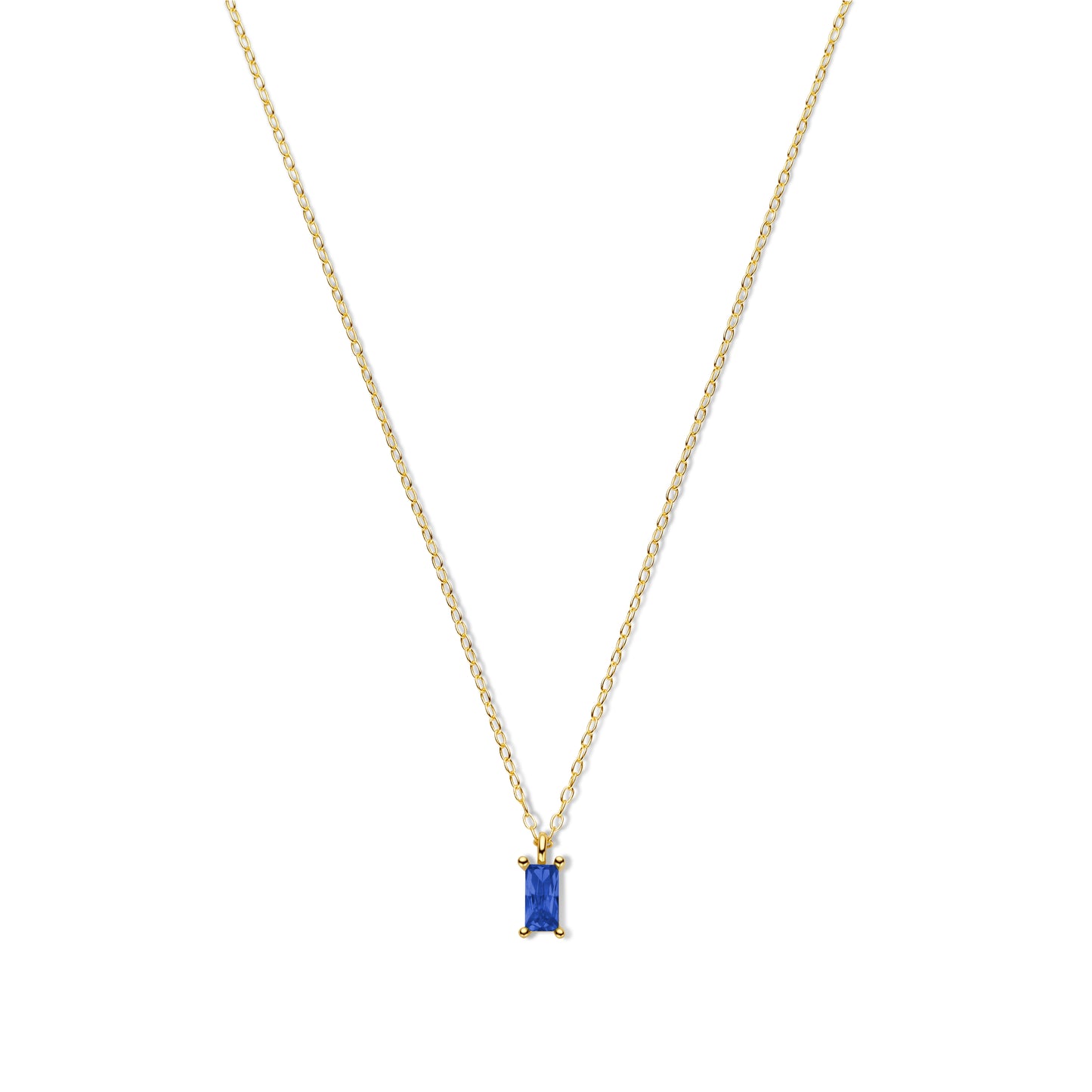 Silber-Halskette mit saphirblauem Zirkonia - vergoldet miaGemo