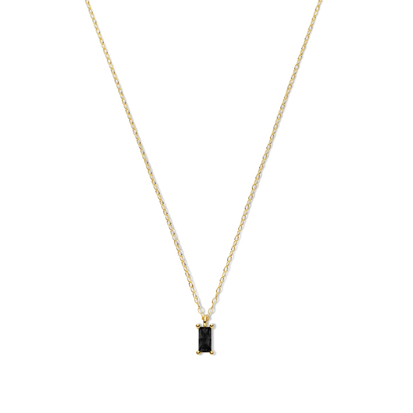 Silber-Halskette mit schwarzem Zirkonia - vergoldet miaGemo