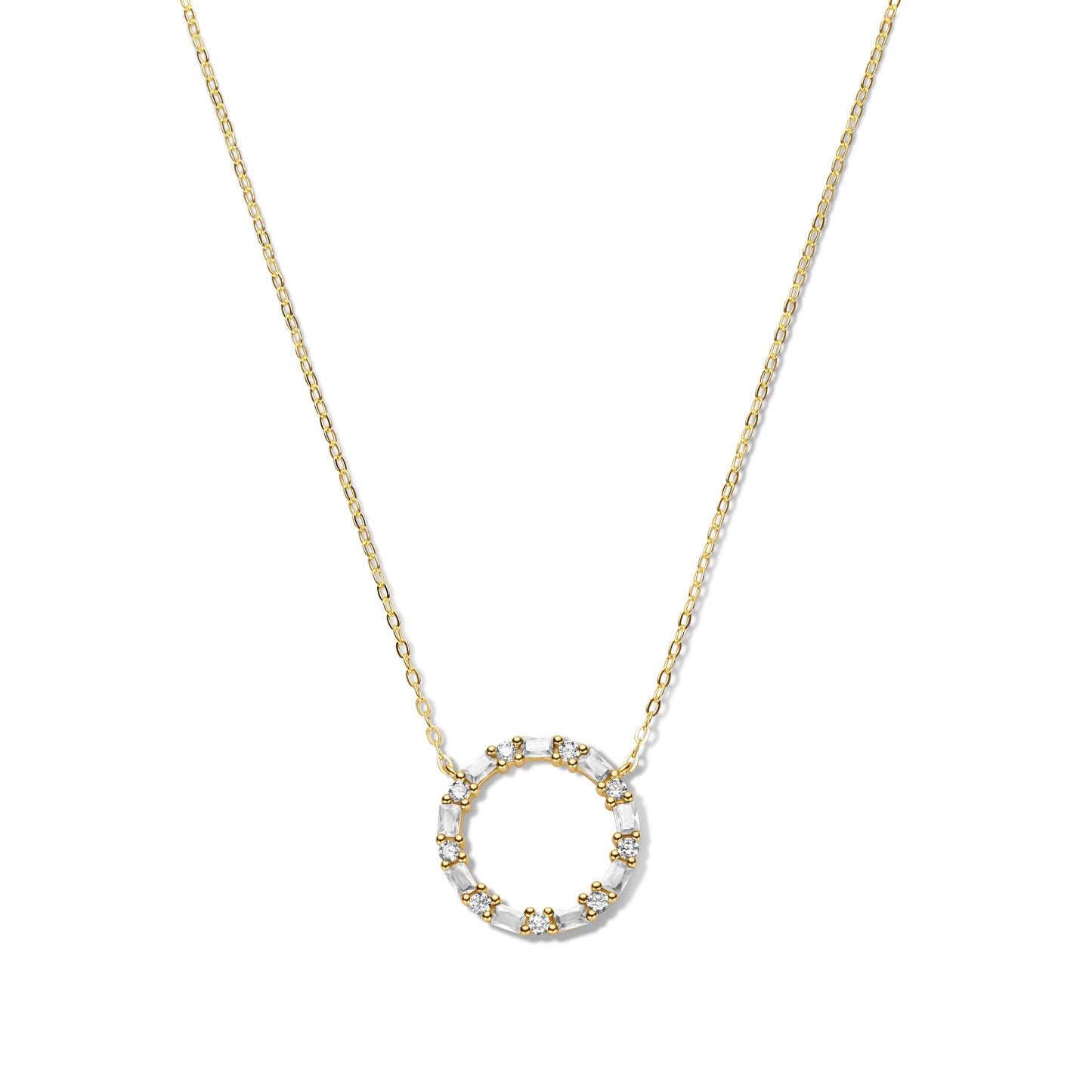 Silber-Halskette mit weißem Zirkonia - vergoldet miaGemo