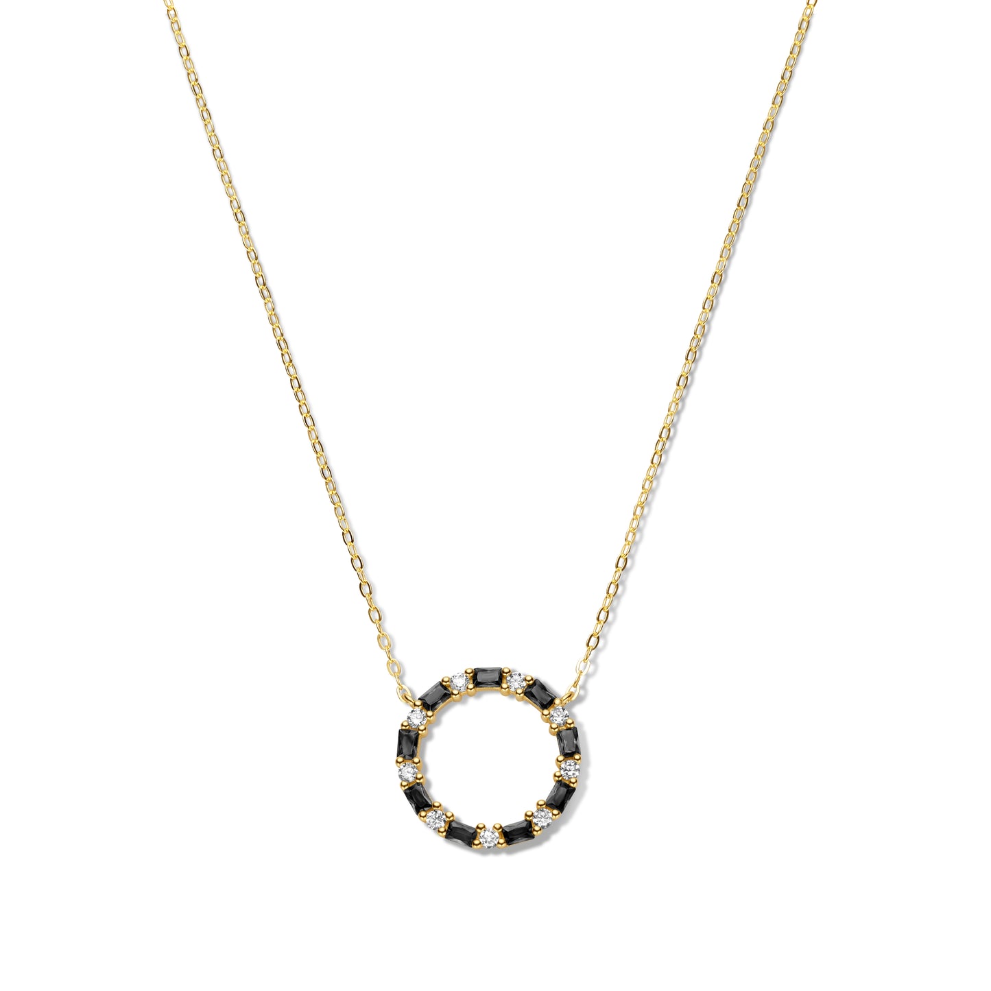 Silber-Halskette mit schwarzem Zirkonia - vergoldet miaGemo