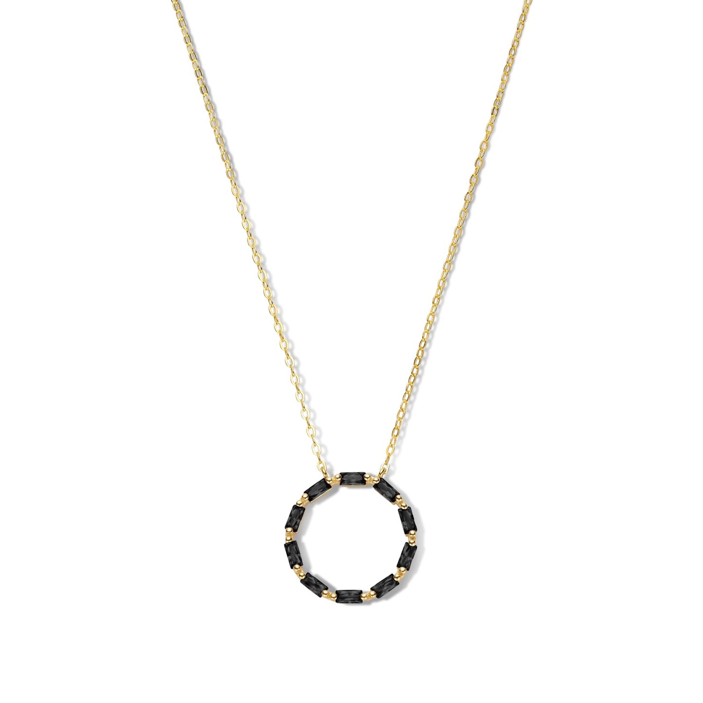 Silber-Halskette mit schwarzem Zirkonia - vergoldet miaGemo