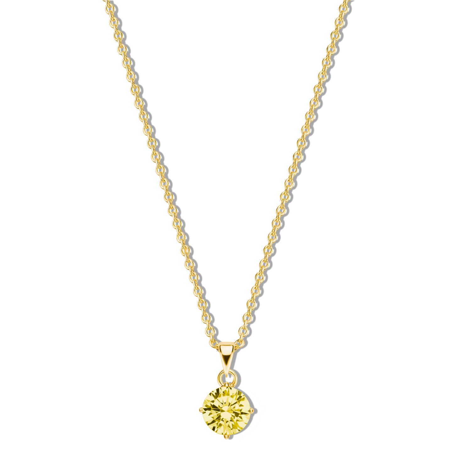 Silber-Halskette 40 + 5 cm mit gelbem Zirkonia (5 mm) miaGemo