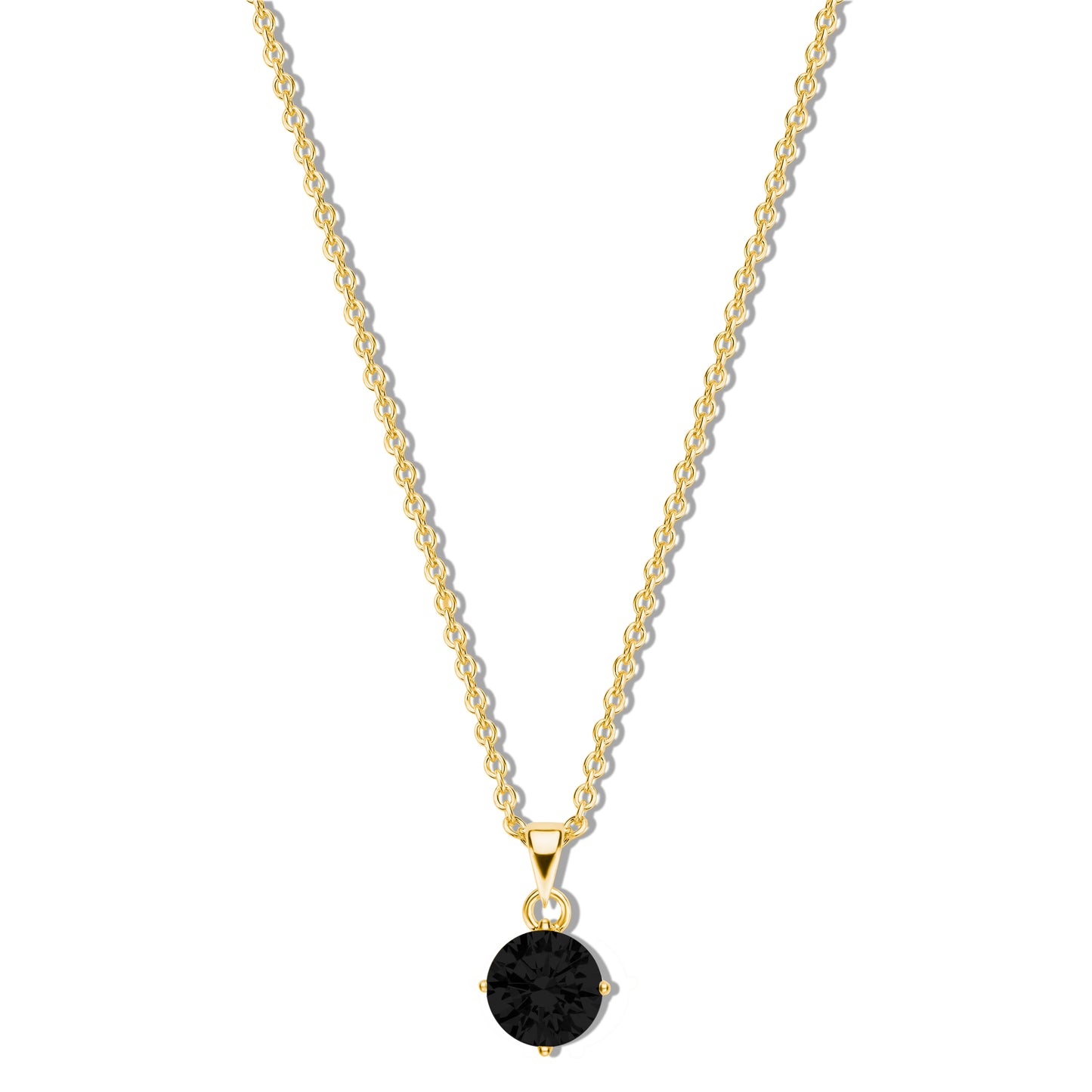 Silber-Halskette 40 + 5 cm mit schwarzem Zirkonia (5 mm) miaGemo