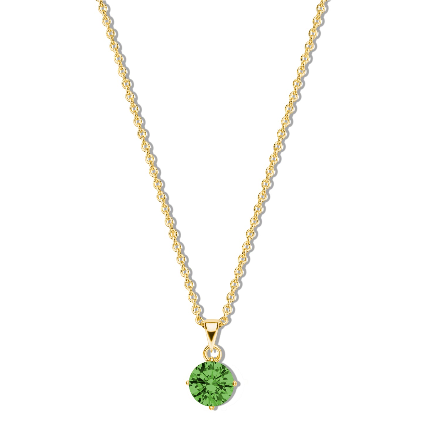 Silber-Halskette 40 + 5 cm mit grünem Zirkonia (5 mm) miaGemo