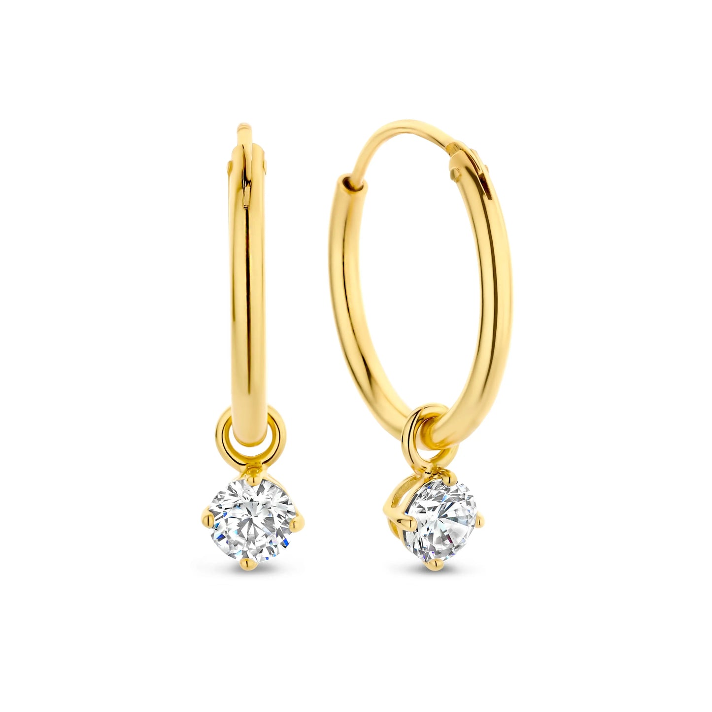 Silber-Ohrringe 4 mm mit weißem Zirkonia, vergoldet miaGemo