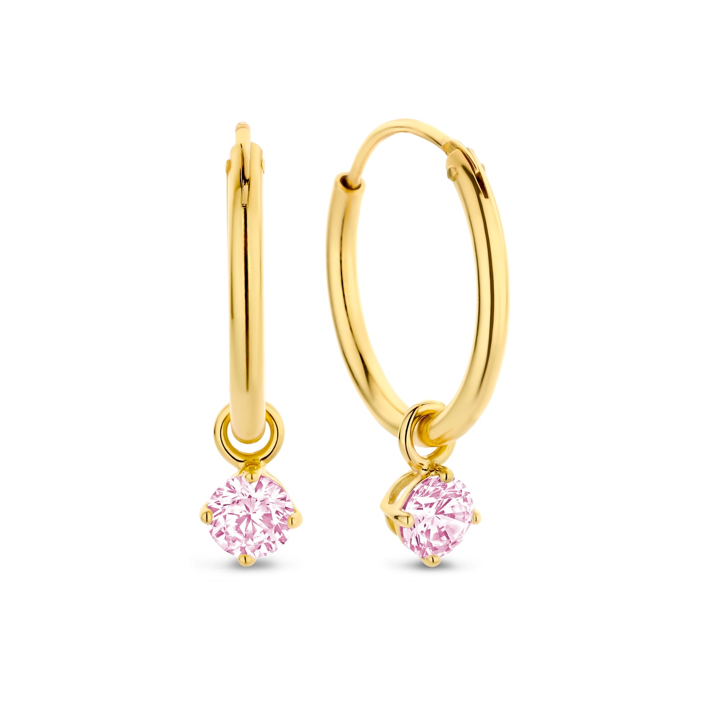 Silber-Ohrringe 4 mm mit pinkem Zirkonia, vergoldet miaGemo