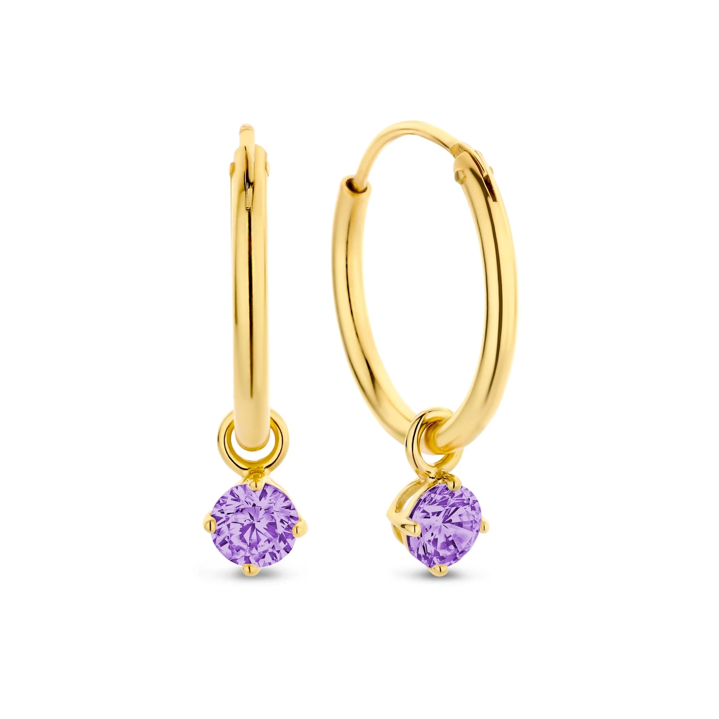 Silber-Ohrringe 4 mm mit violettem Zirkonia, vergoldet miaGemo