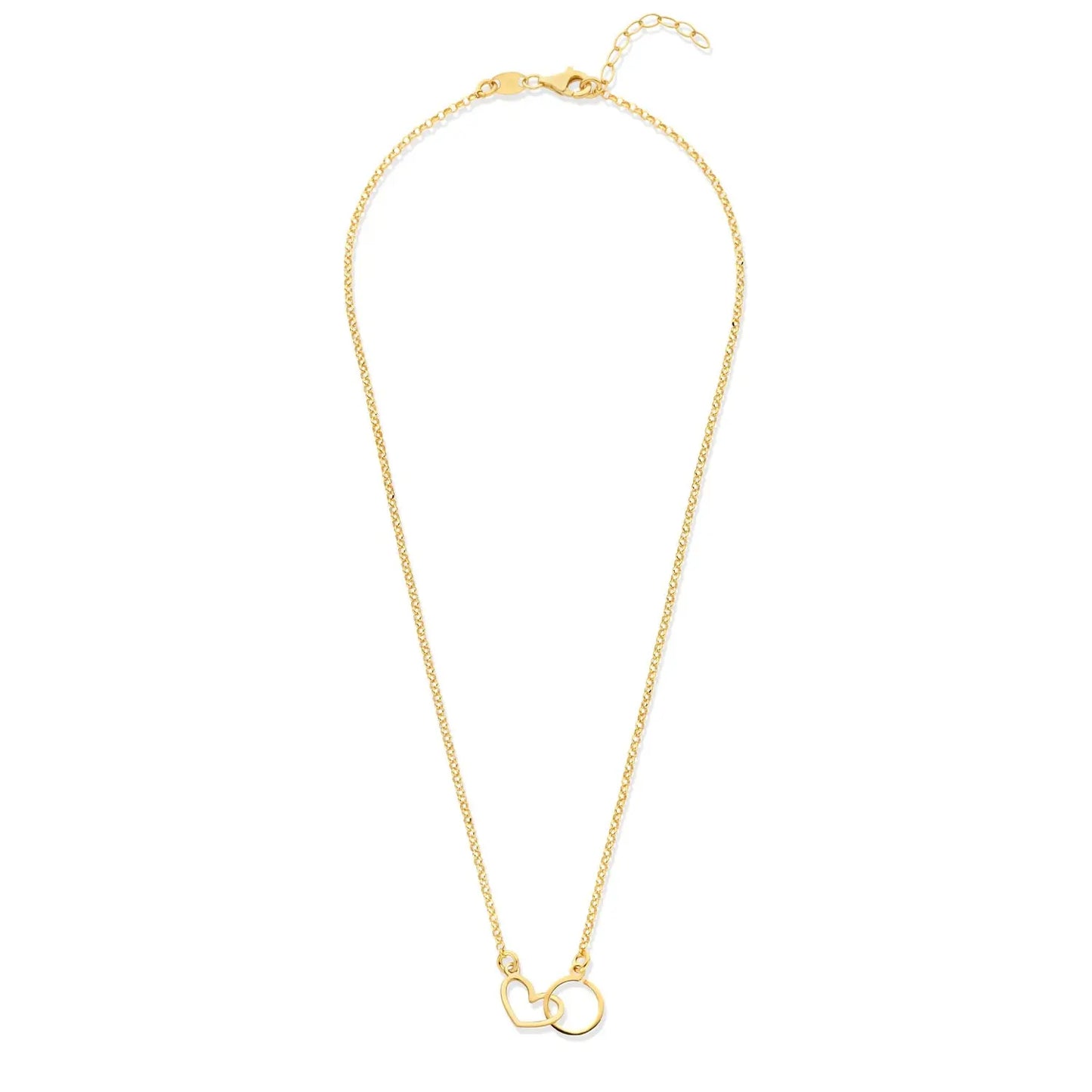 Silber-Halskette mit Kreis- und Herzanhänger - vergoldet miaGemo