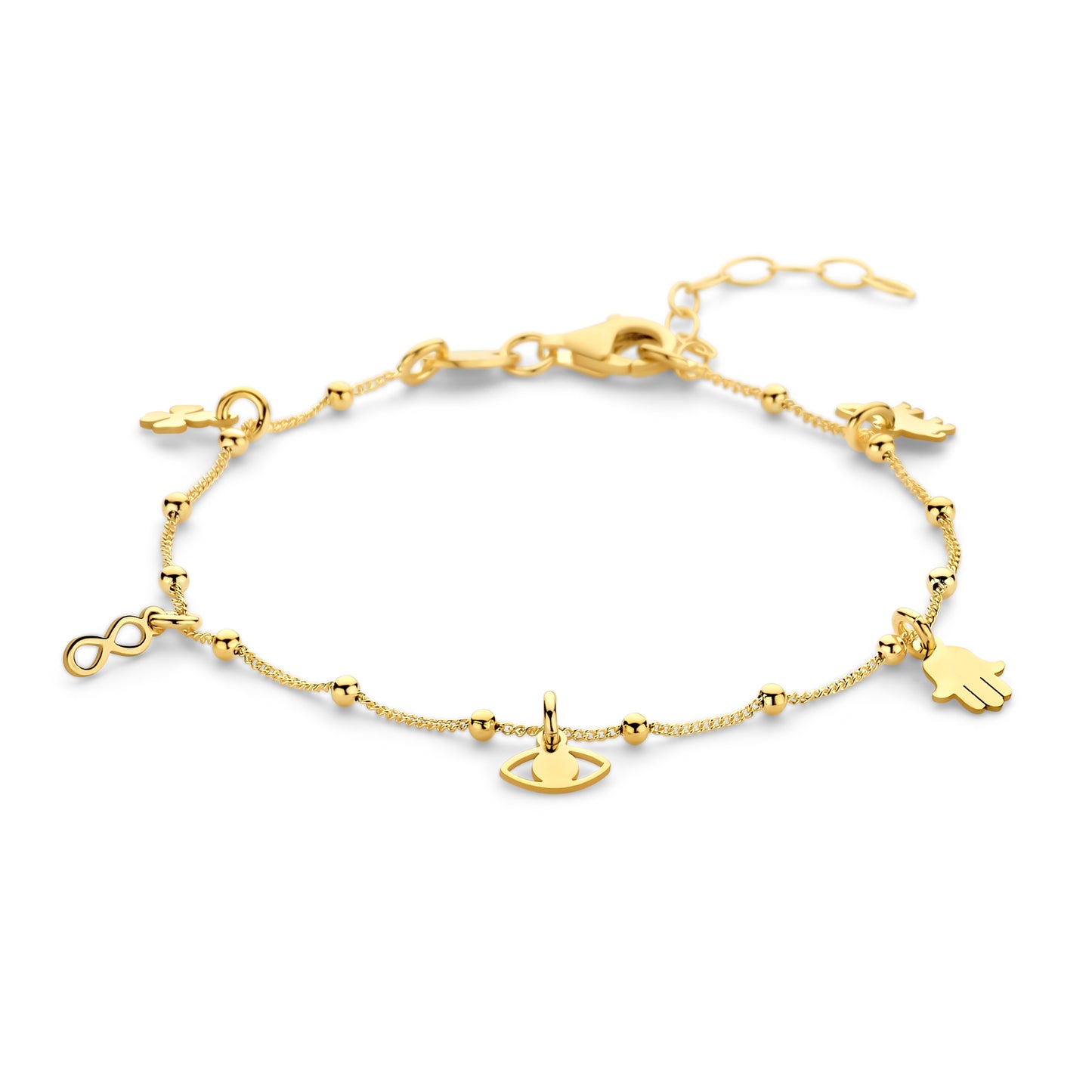 Silber-Armband mit Glückssymbolen - vergoldet miaGemo