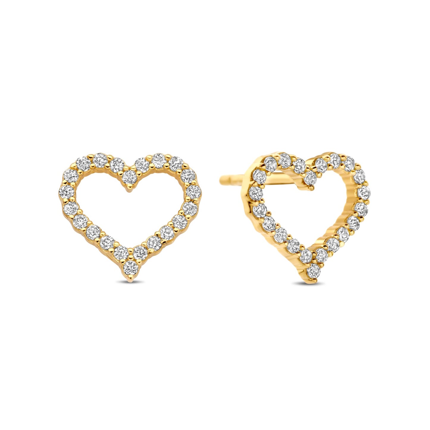 Vergoldete Silber-Ohrringe Herz mit weißem Zirkonia