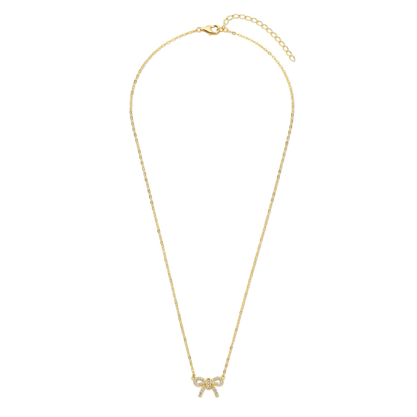 Vergoldete Silber-Halskette Schleife mit weißem Zirkonia miaGemo