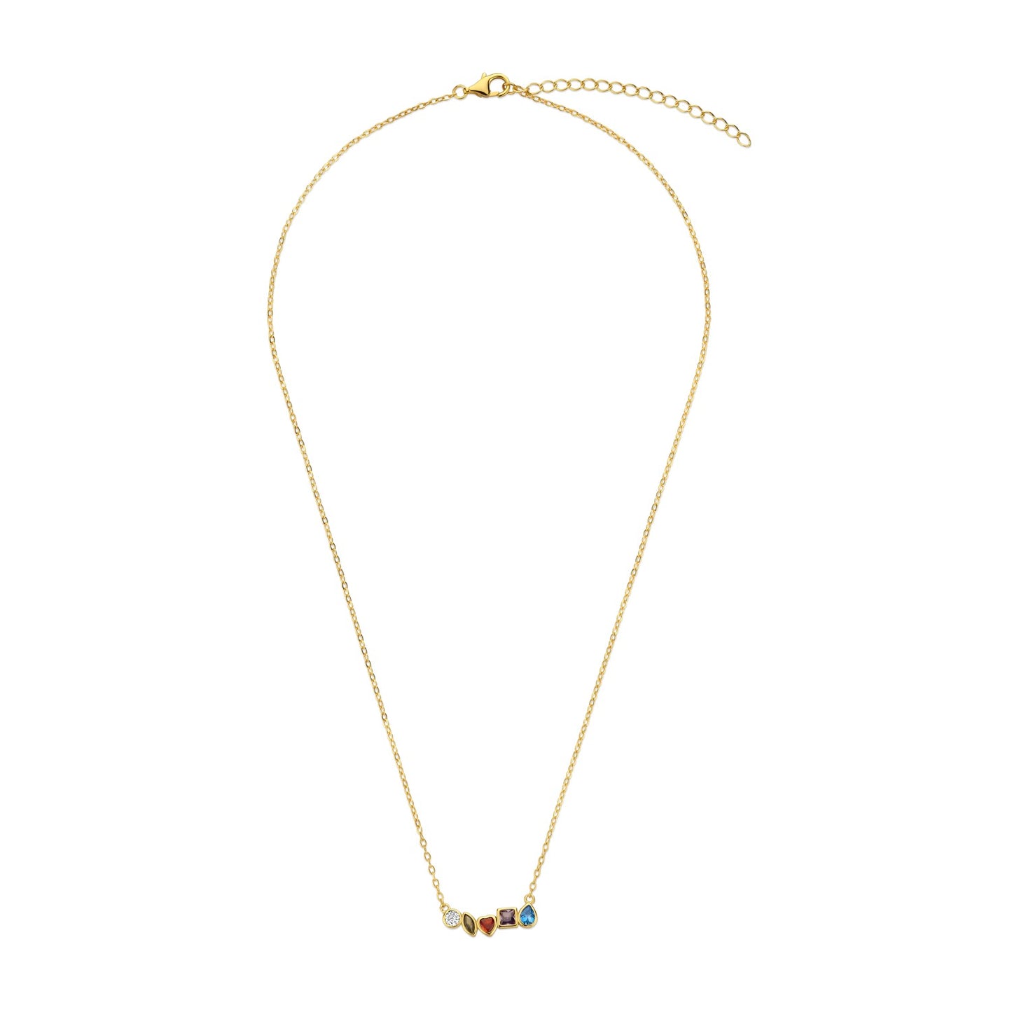 Vergoldete Silber-Halskette mit bunten Steinen miaGemo