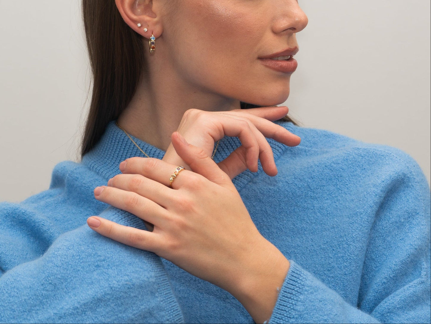 Vergoldete Silber-Ohrringe mit buntem Zirkonia miaGemo