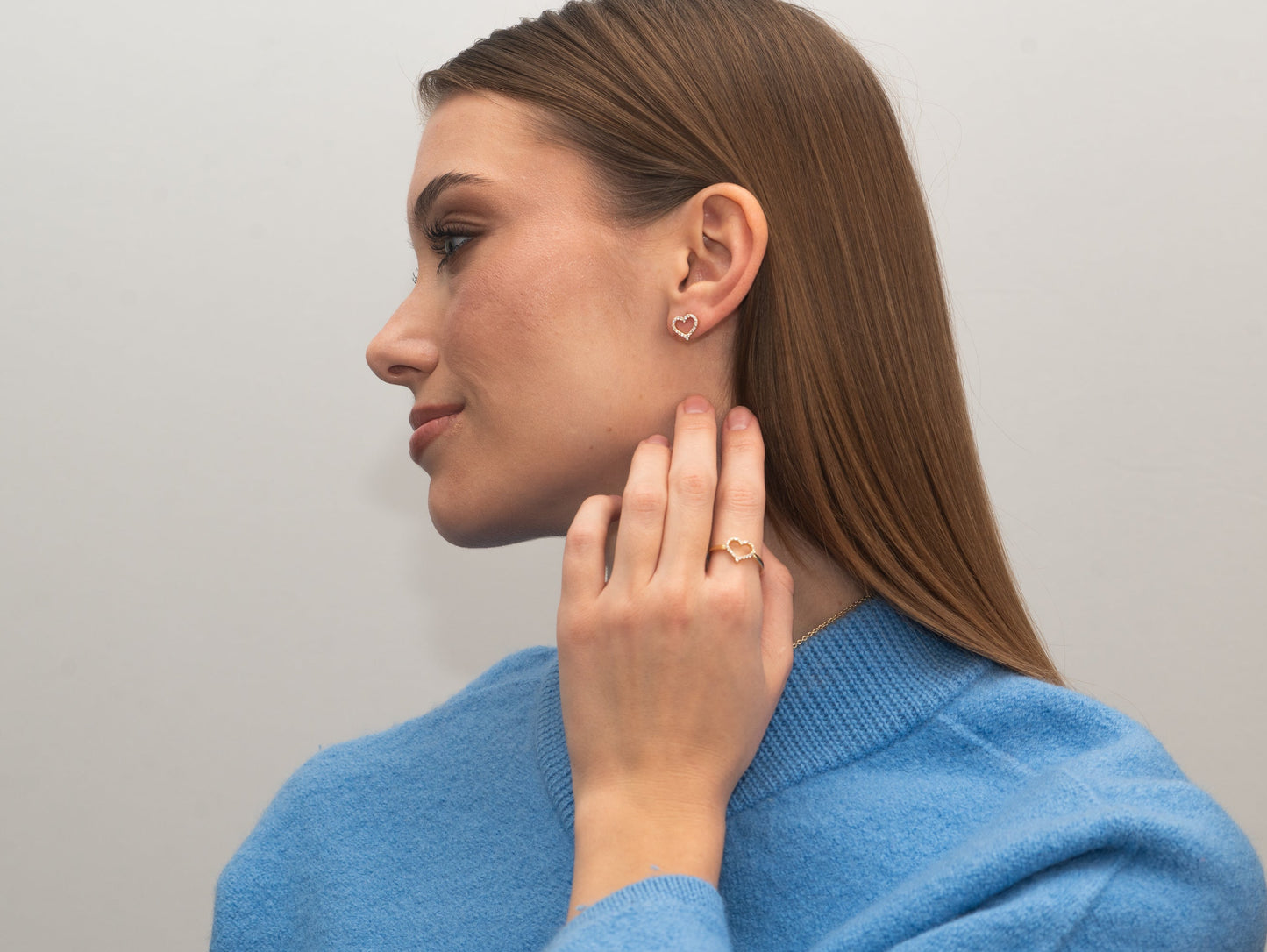 Vergoldeter Silber-Ring Herz mit weißem Zirkonia miaGemo