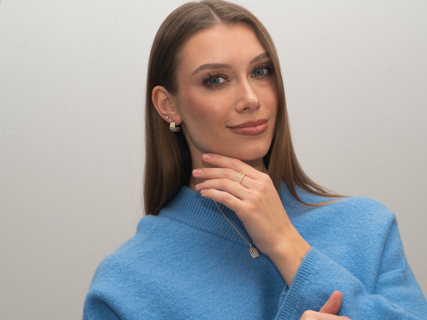 Vergoldeter Silber-Ring „5 Lines“ mit weißem Zirkonia miaGemo