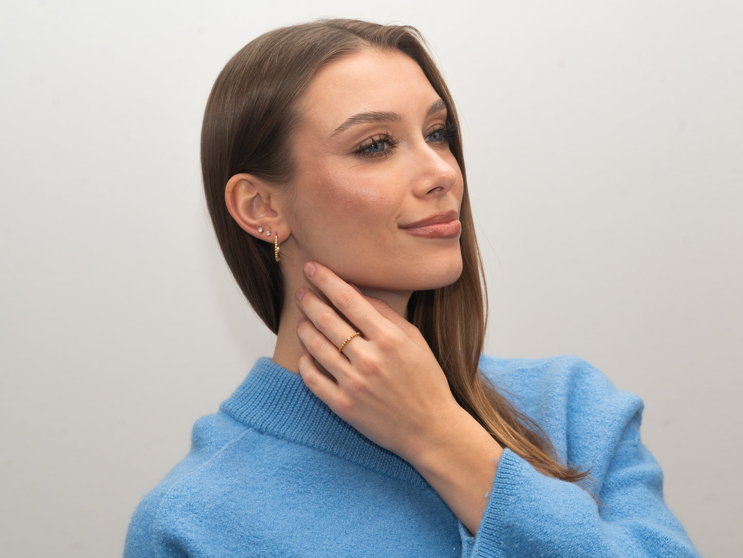 Vergoldeter Silberring mit weißem Zirkonia miaGemo