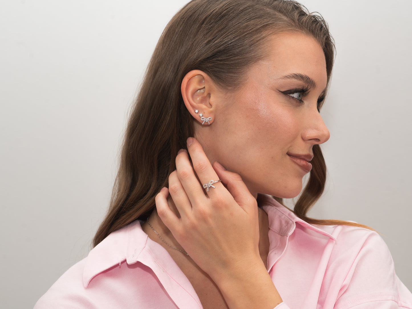 Rhodinierter Silber-Ring Schleife mit weißem Zirkonia miaGemo