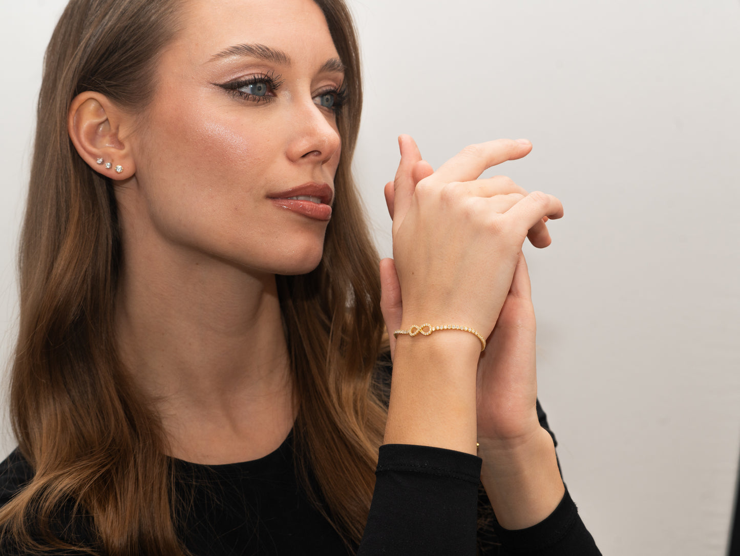 Verstellbares Silber-Armband mit weißem Zirkonia - vergoldet miaGemo