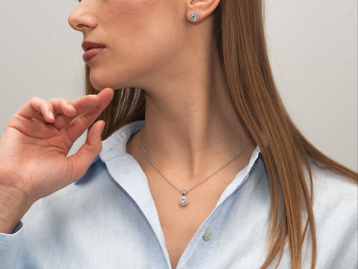Silberkette „Luna“ – 6 mm Zirkonia Anhänger miaGemo