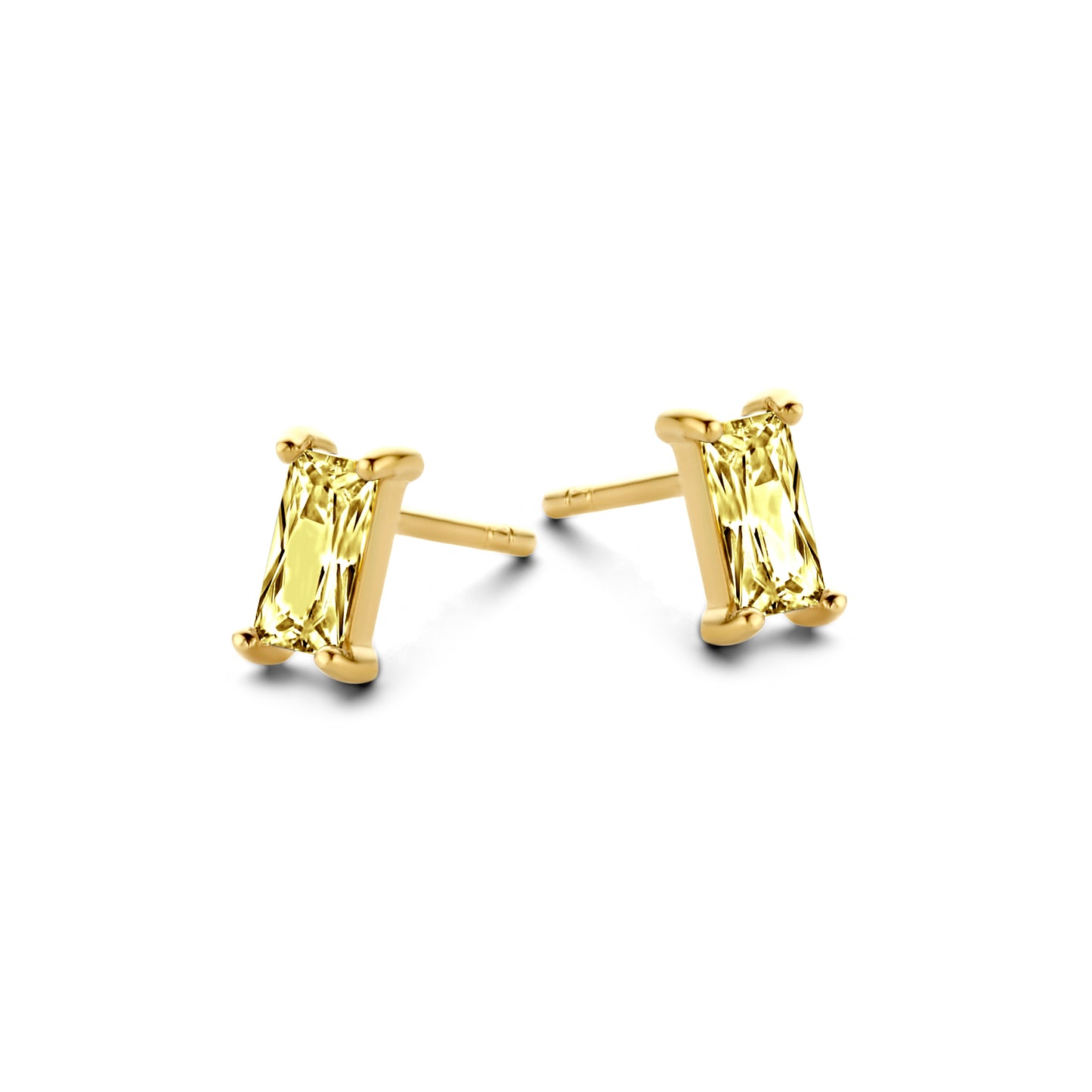 Silber-Ohrringe mit gelbem Zirkonia (7x4 mm), vergoldet miaGemo