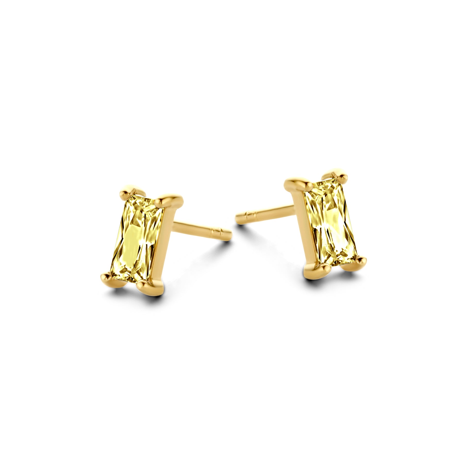 Silber-Ohrringe mit gelbem Zirkonia (7x4 mm), vergoldet miaGemo