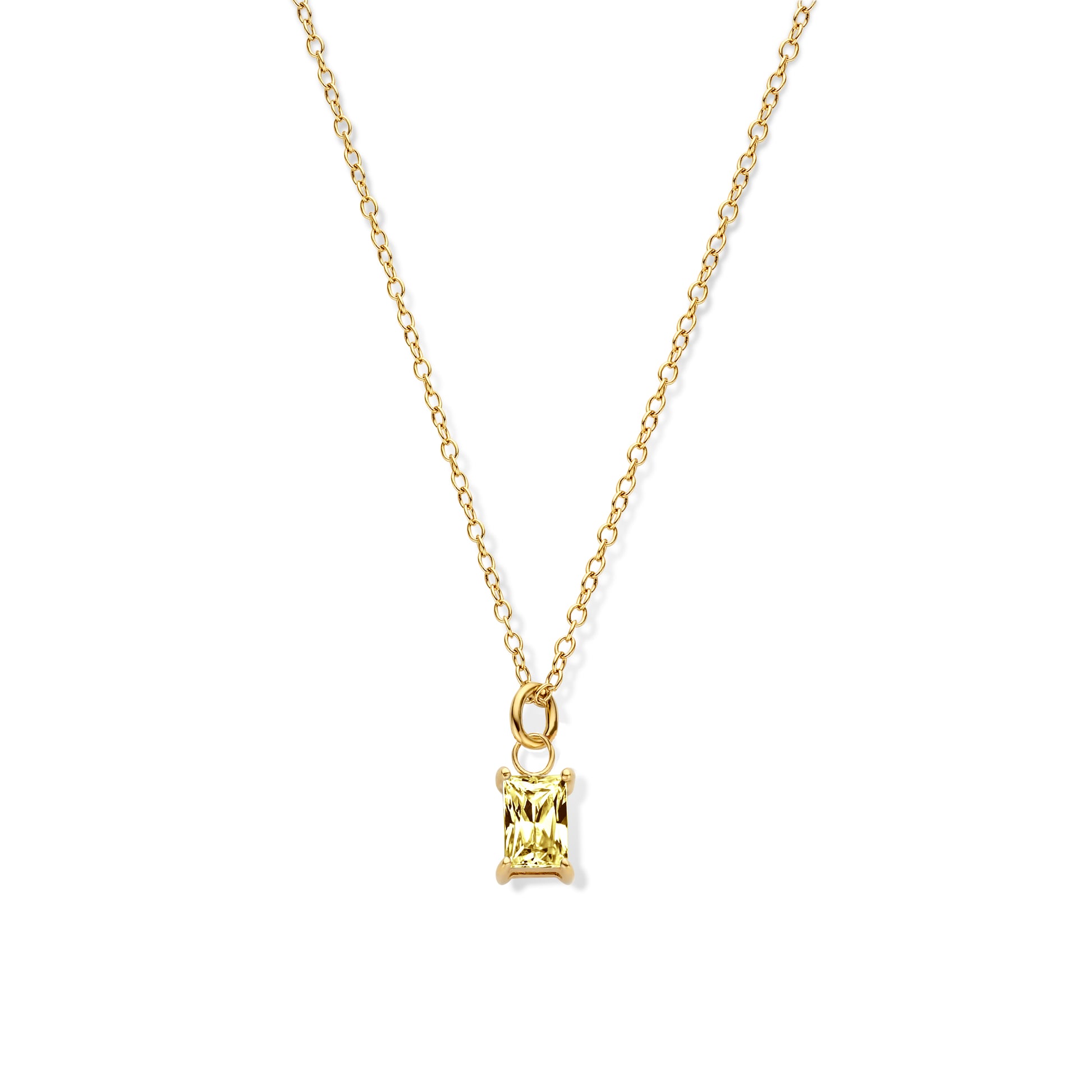 Silber-Halskette mit gelbem Zirkonia, vergoldet miaGemo