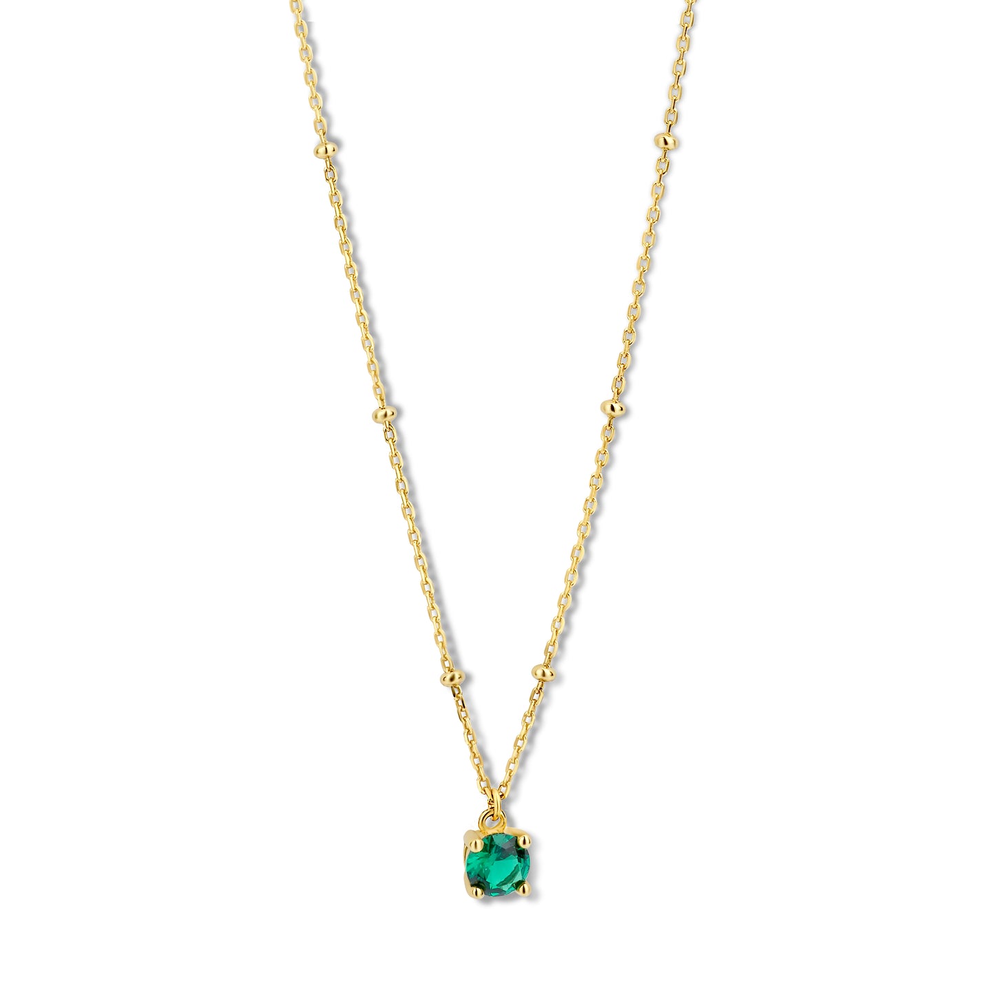 Silber-Halskette mit grünem Zirkonia, vergoldet miaGemo