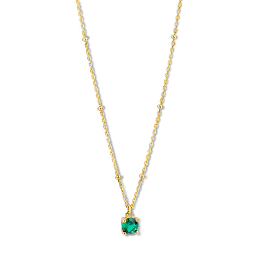 Silber-Halskette mit grünem Zirkonia, vergoldet miaGemo