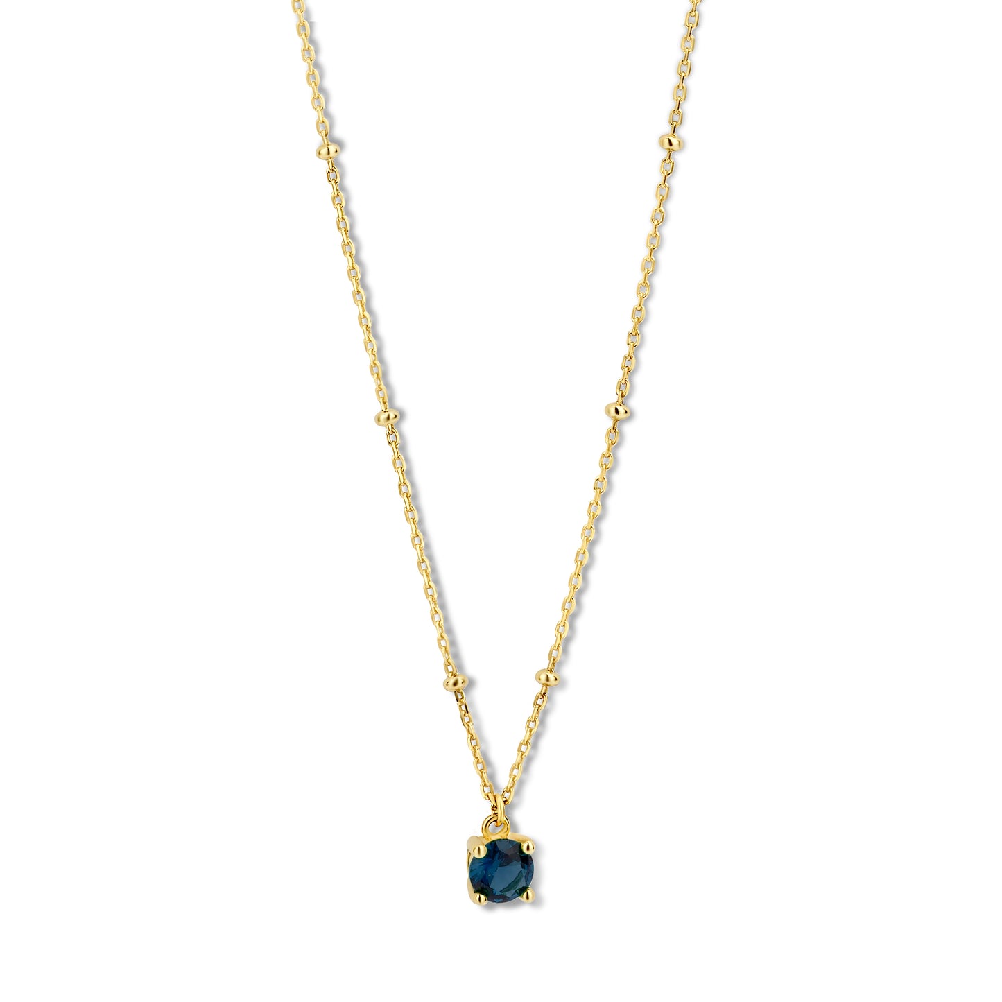 Silber-Halskette mit dunkelblauem Zirkonia, vergoldet miaGemo