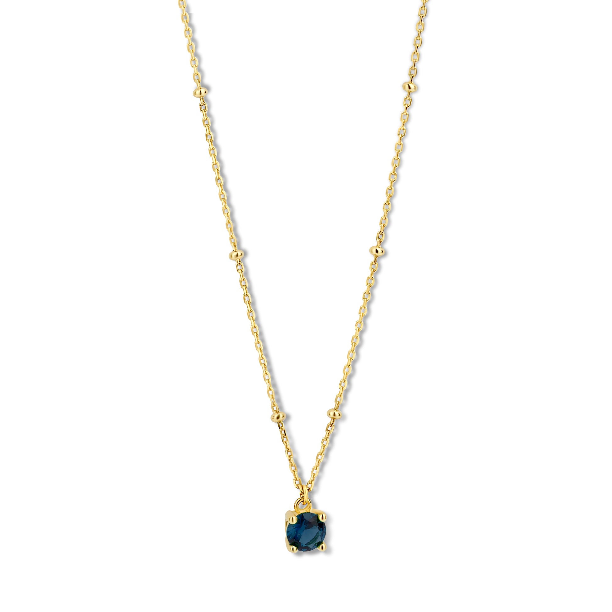 Silber-Halskette mit dunkelblauem Zirkonia, vergoldet miaGemo