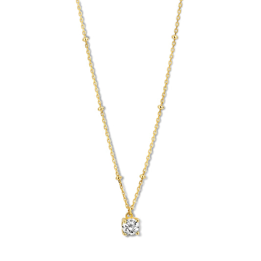 Silber-Halskette mit weißem Zirkonia, vergoldet miaGemo