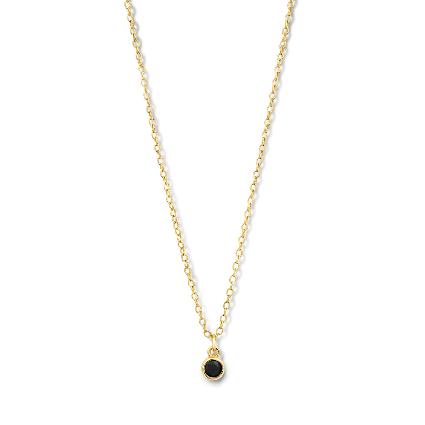 Silber-Halskette, vergoldet, mit schwarzem Zirkonia miaGemo