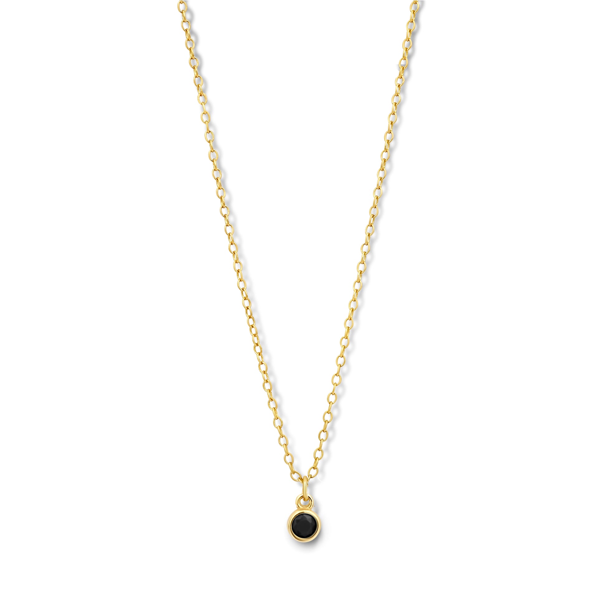 Silber-Halskette, vergoldet, mit schwarzem Zirkonia miaGemo