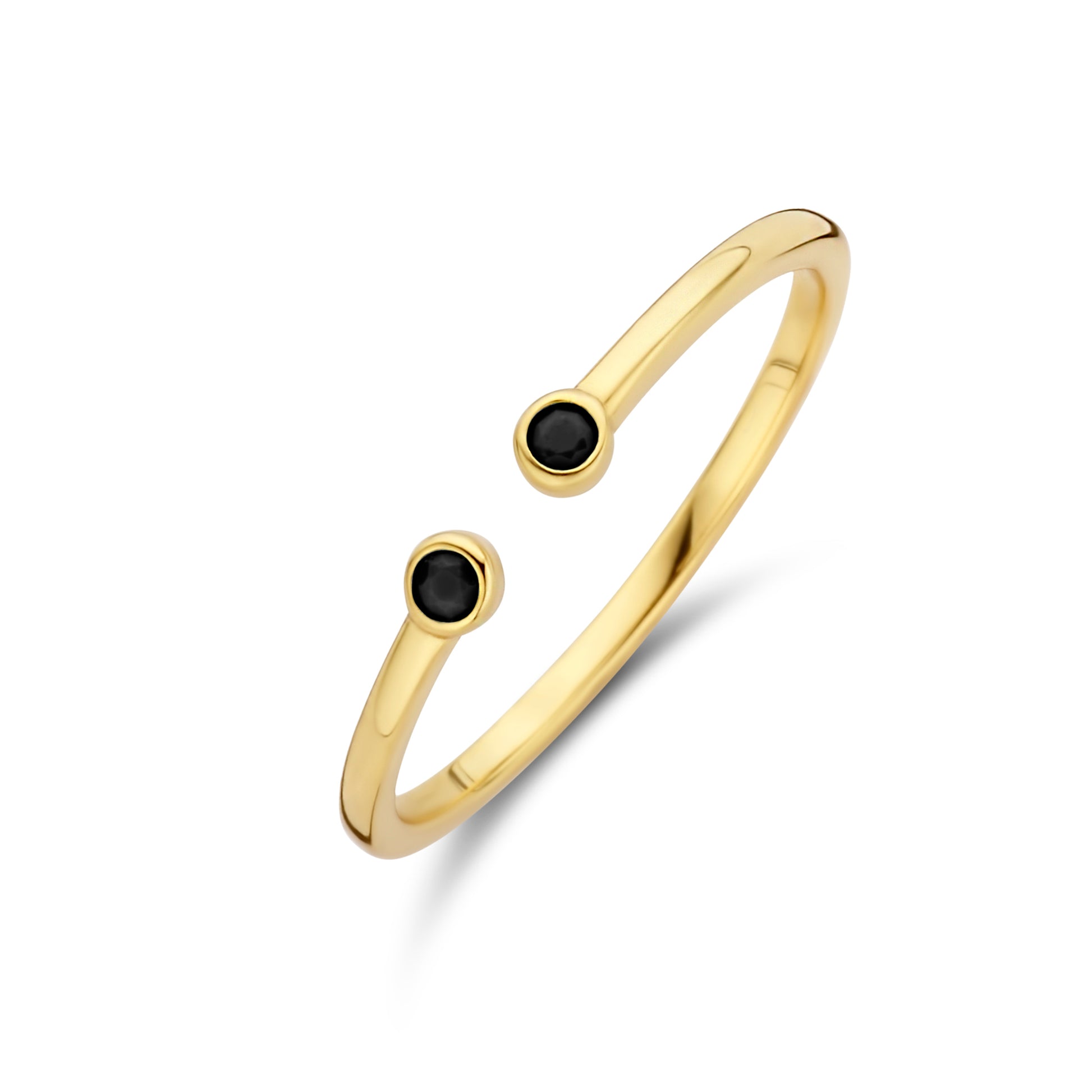 Silberring, vergoldet, mit schwarzem Zirkonia miaGemo