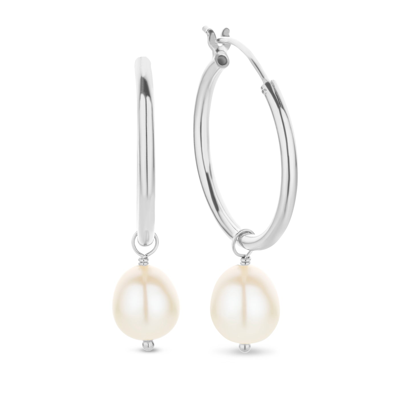 Silber-Creolen mit Süßwasserperlen miaGemo