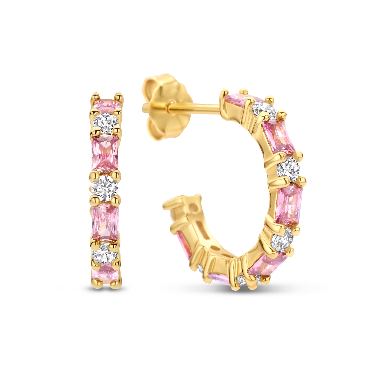 Silber-Ohrringe mit weißen und pinken Zirkonia miaGemo