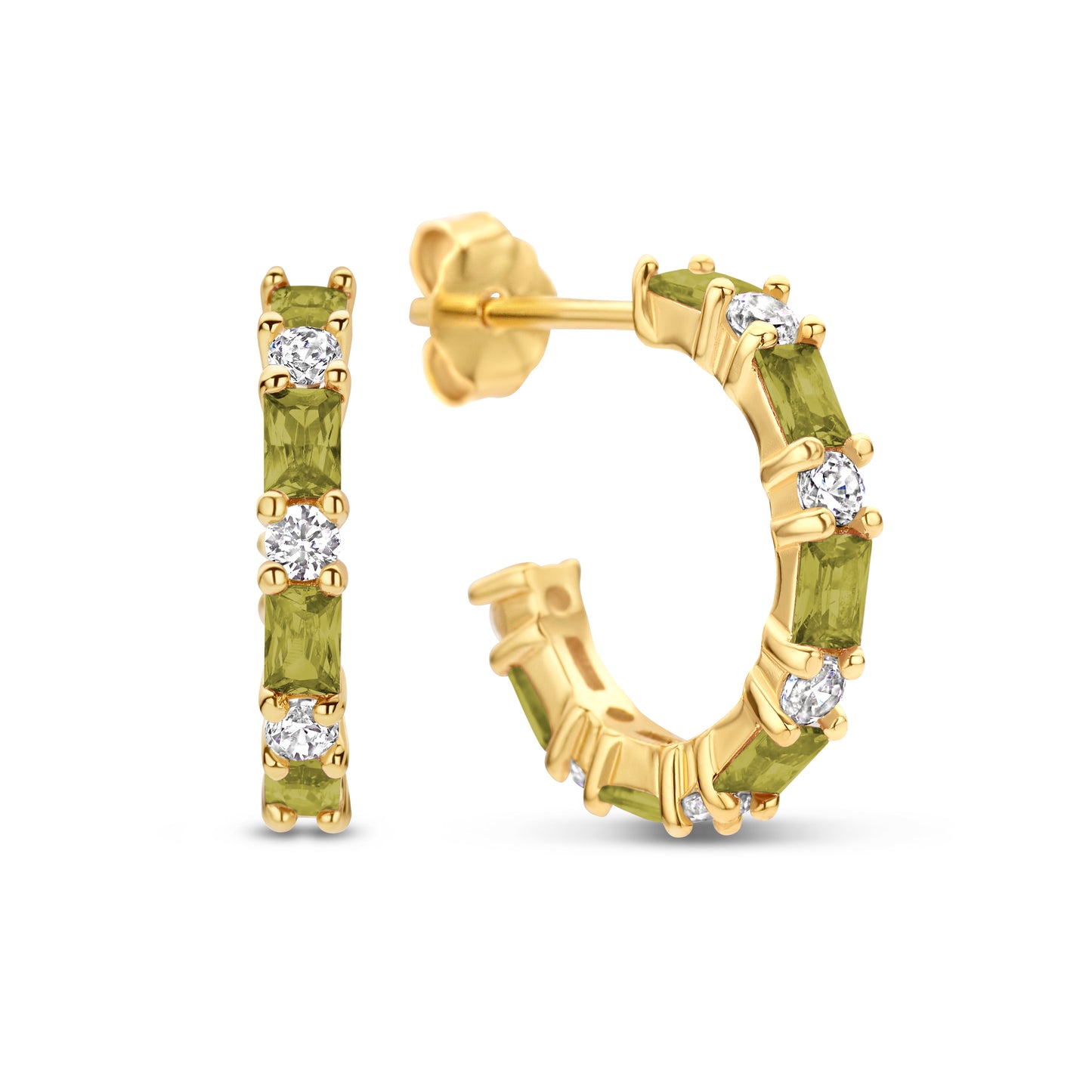 Silber-Ohrringe mit weißen und olivgrünen Zirkonia miaGemo