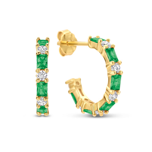 Silber-Ohrringe mit weißen und smaragdgrünen Zirkonia miaGemo