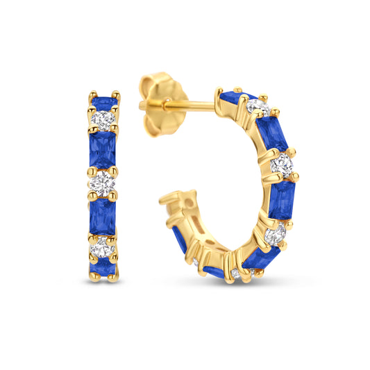 Silber-Ohrringe mit weißen und saphirblauen Zirkonia miaGemo