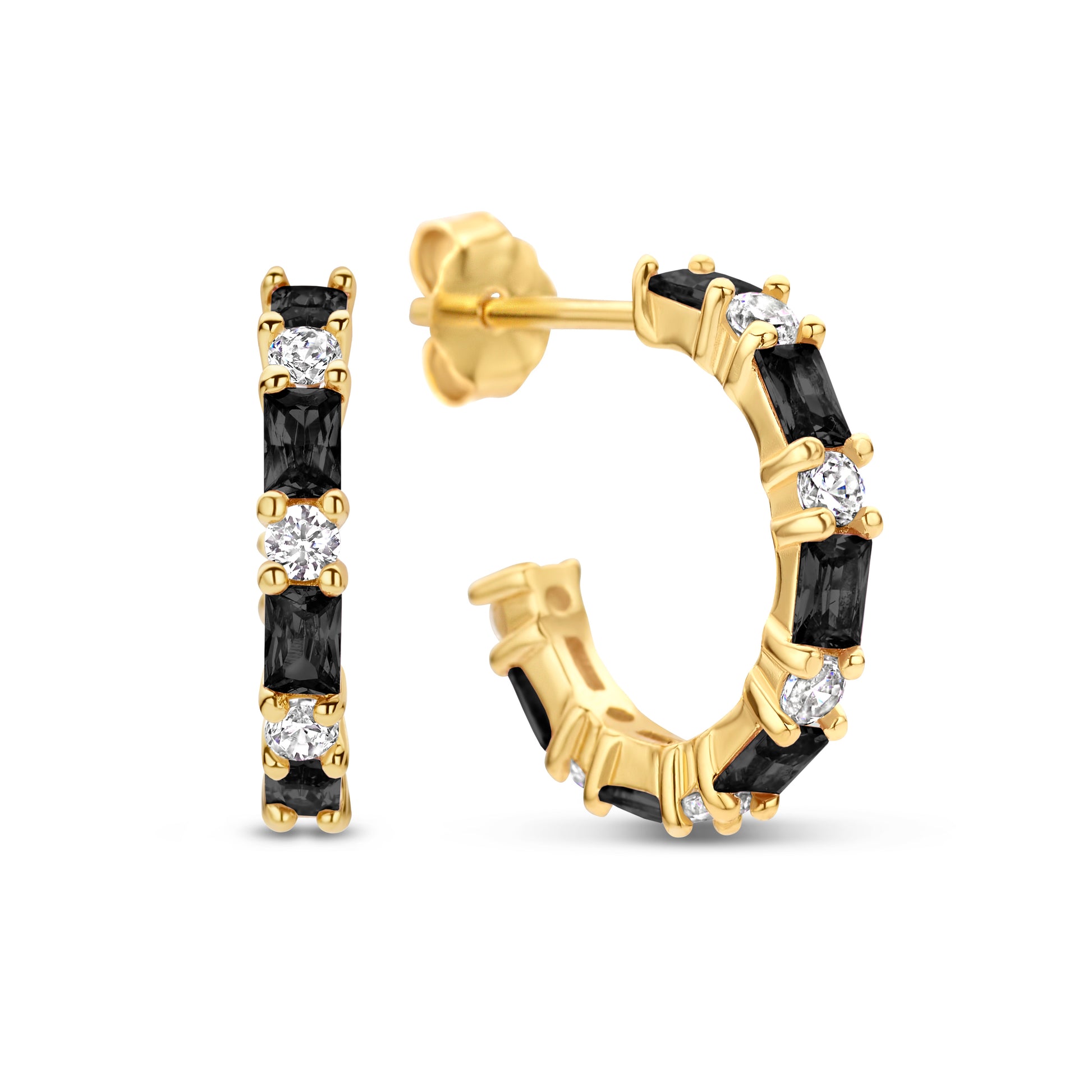 Silber-Ohrringe mit weißen und schwarzen Zirkonia miaGemo