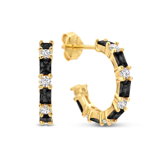 Silber-Ohrringe mit weißen und schwarzen Zirkonia miaGemo