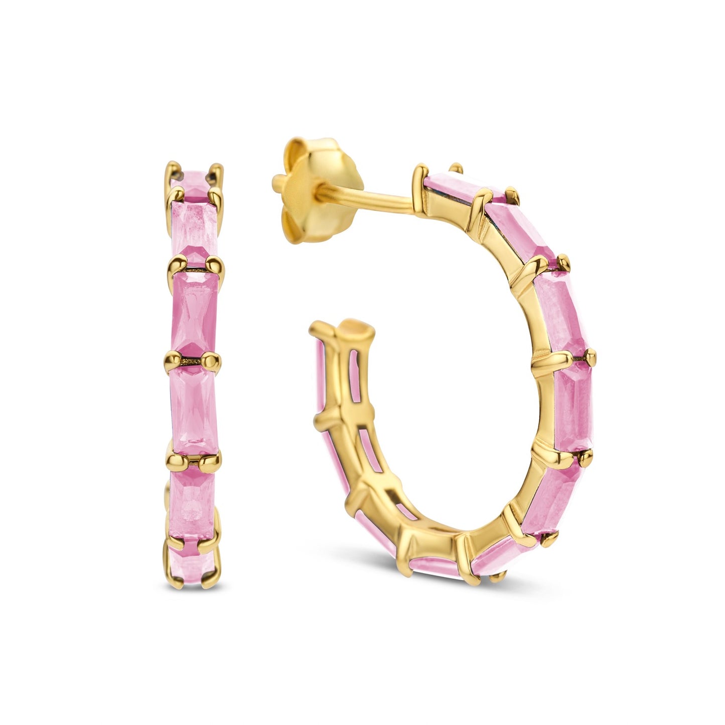 Silber-Ohrringe mit weißen und pinken Steinen miaGemo