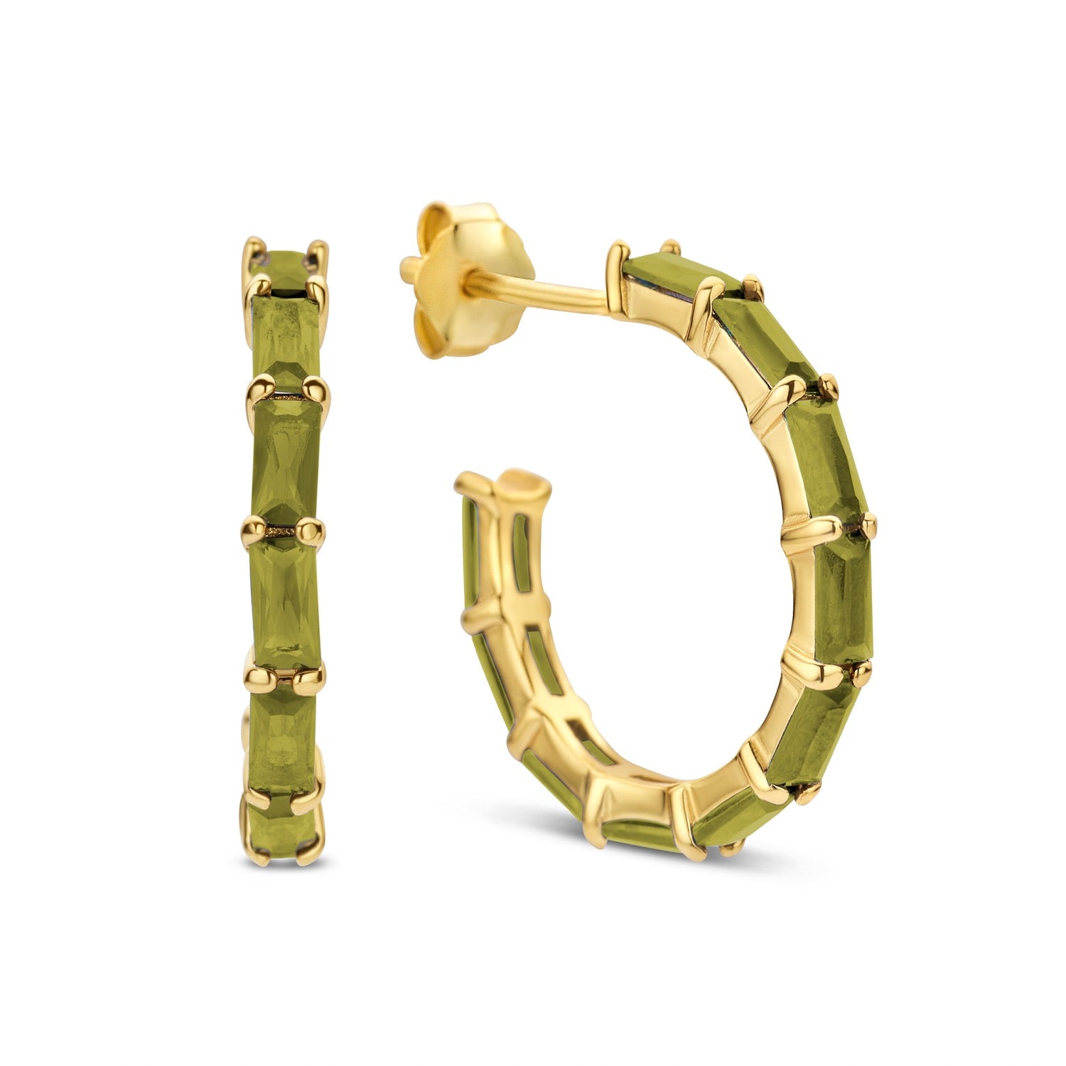 Silber-Ohrringe mit weißen und olivgrünen Steinen miaGemo