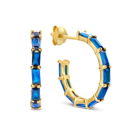 Silber-Ohrringe mit weißen und blauen Steinen, vergoldet miaGemo